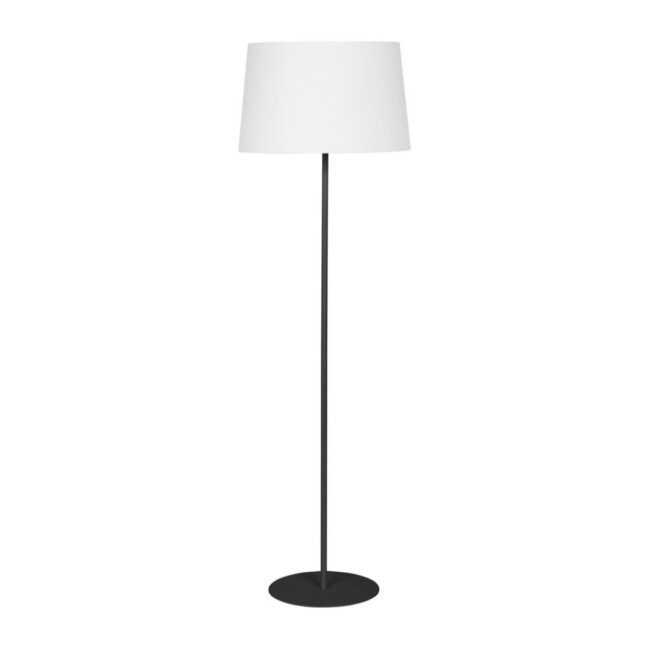 Czarna podłogowa lampa Maja z białym abażurem