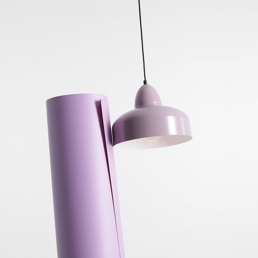 Fioletowa lampa wisząca Como z nowoczesnym, kompaktowym kloszem z limitowanej kolekcji Artera Colours