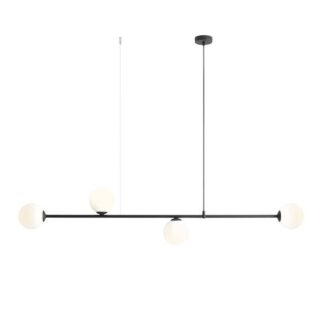 Czarna wisząca lampa Aria 4 z mlecznymi kloszami z kolekcji Artera & Ardant