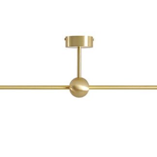 Złota, podłużna lampa sufitowa Pearl Long 2 z mlecznymi kloszami