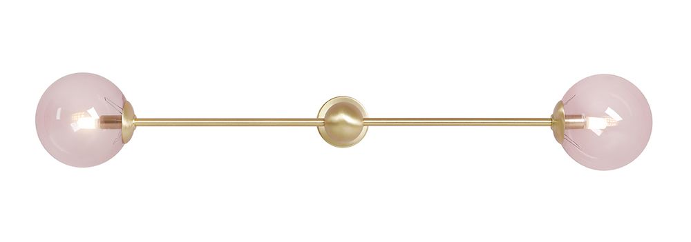 Lampa Pink Pearl L 2 – mosiądz z kulistymi kloszami w odcieniu różu