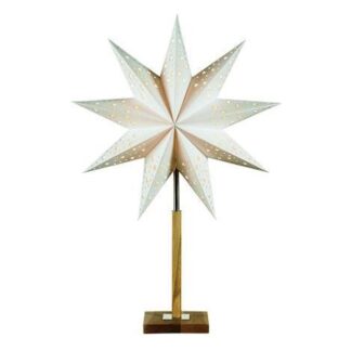 Świąteczny lampion Solvalla z drewnianą podstawą i szklaną osłoną