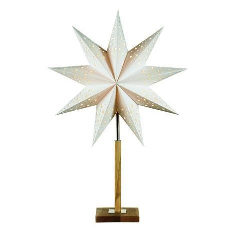 Świąteczny lampion Solvalla z drewnianą podstawą i szklaną osłoną