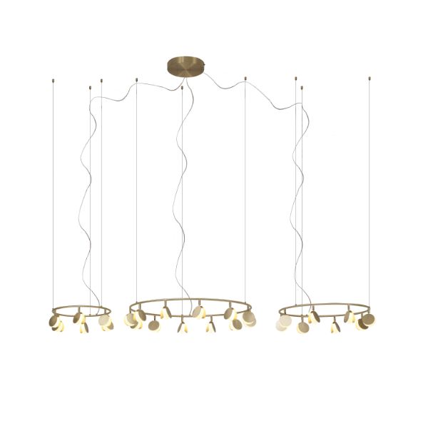 Stylowa lampa wisząca Shell w satynowym złocie z oświetleniem LED