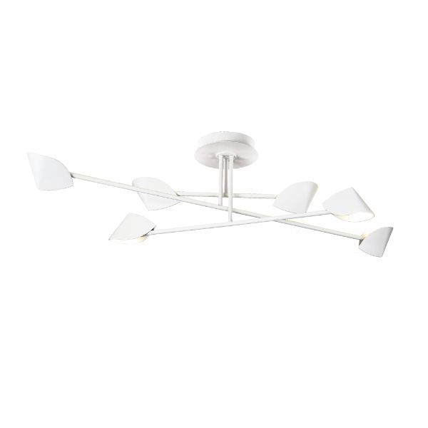 Biała lampa sufitowa Capuccina 6 o długości 115 cm