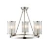 Srebrna lampa sufitowa Easton z eleganckimi szklanymi kloszami