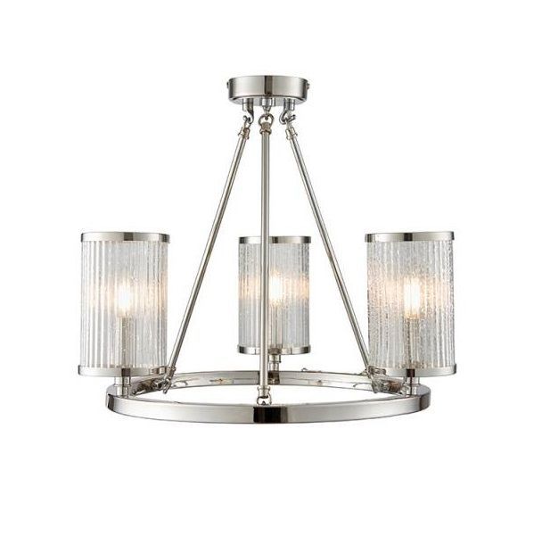 Srebrna lampa sufitowa Easton z eleganckimi szklanymi kloszami