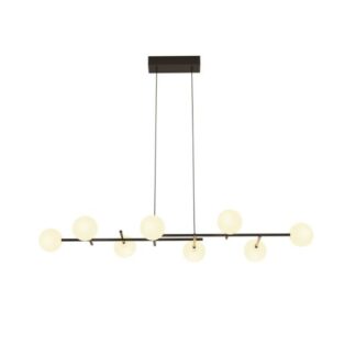 Czarna, podłużna lampa wisząca Cellar z mlecznymi kloszami