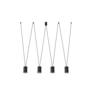 Czarna lampa sufitowa More Tone z kloszami w złotym odcieniu wewnątrz