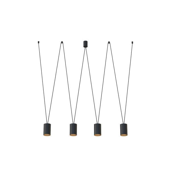 Czarna lampa sufitowa More Tone z kloszami w złotym odcieniu wewnątrz