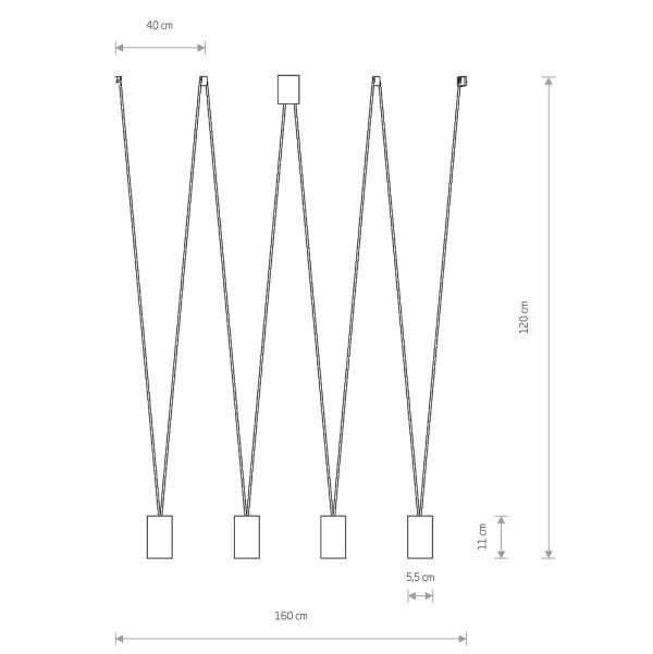 Wisząca lampa More Eye IV w czarnych tubach