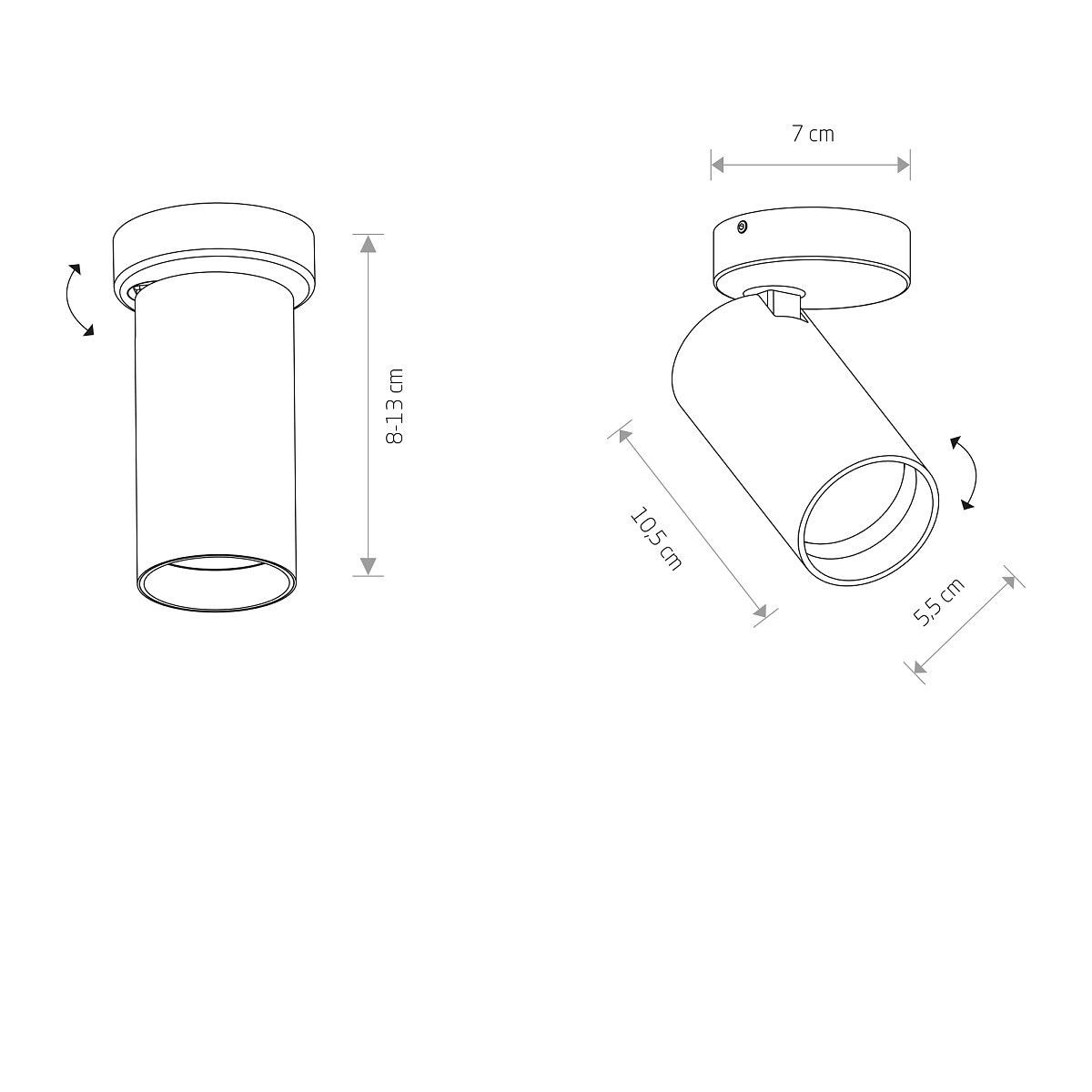 Czarna, regulowana lampa sufitowa Mono