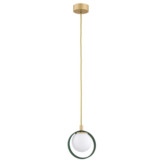 Wisząca lampa Saturnia z zieloną obręczą