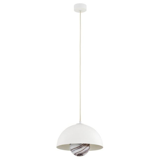 Kremowa, wisząca lampa Piava w kształcie szklanej kuli