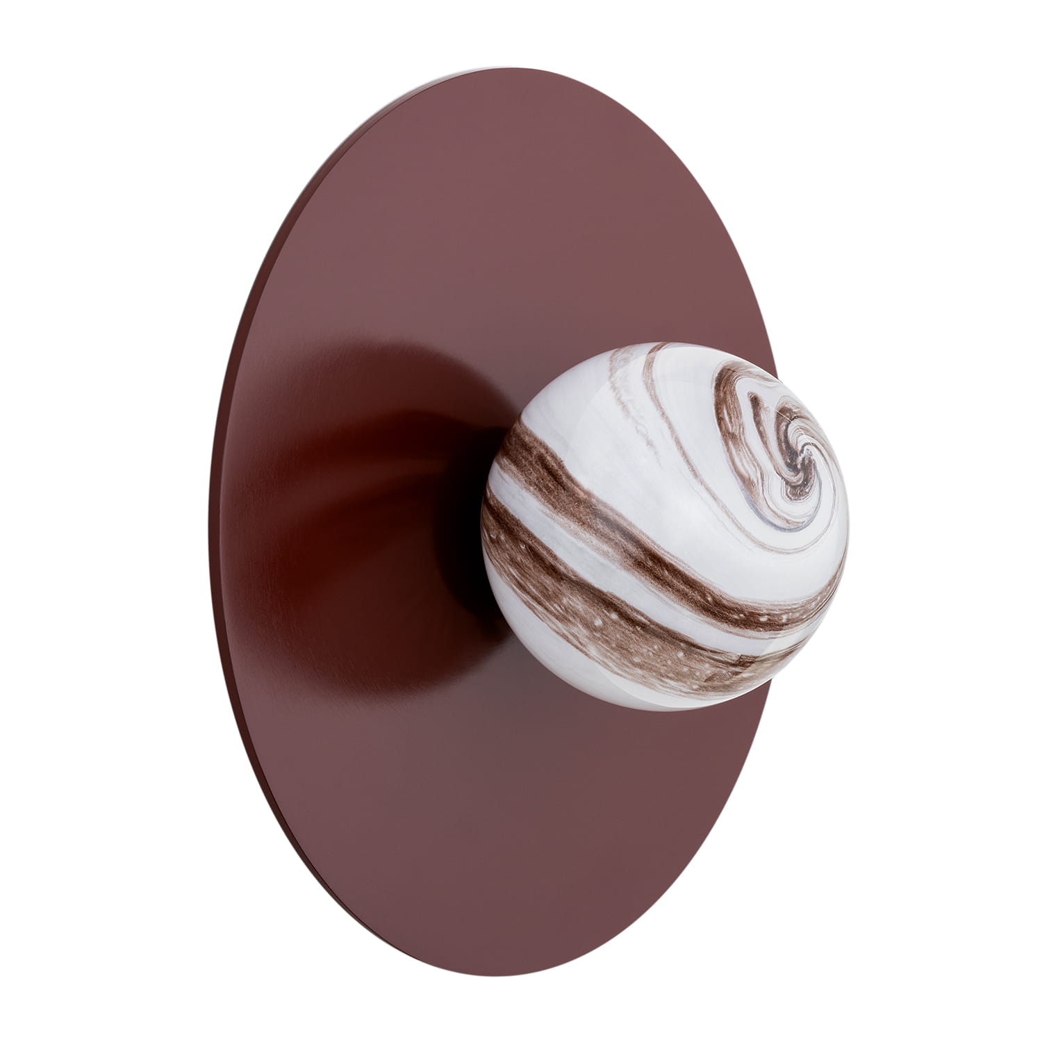 Okrągły kinkiet Piava w brązowym kolorze ze szklanym kloszem