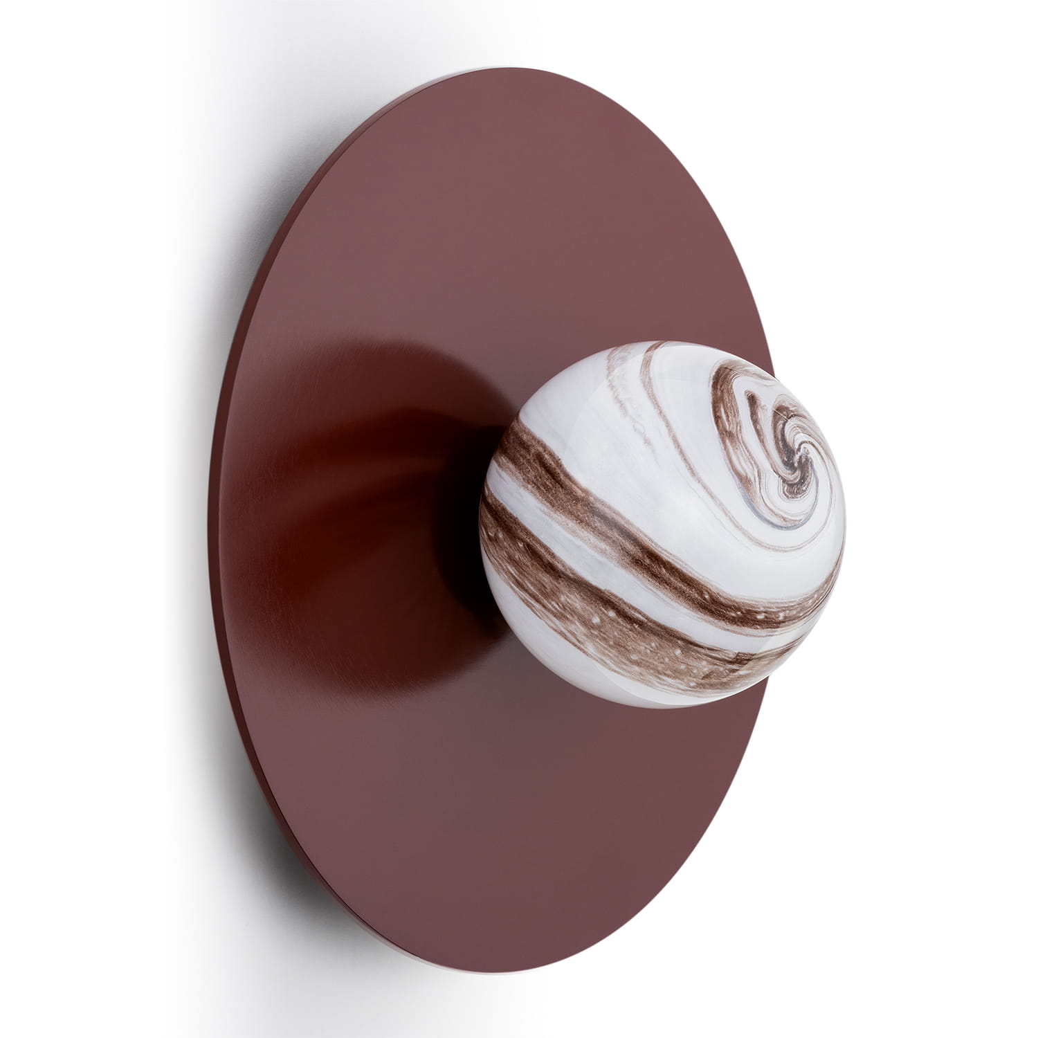 Okrągły kinkiet Piava w brązowym kolorze ze szklanym kloszem