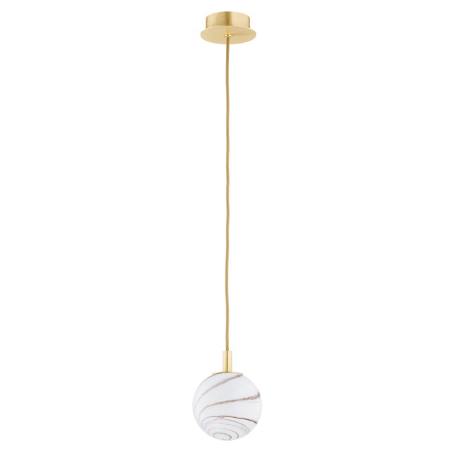 Mała, złota lampa wisząca Almiros ze szklanym kloszem