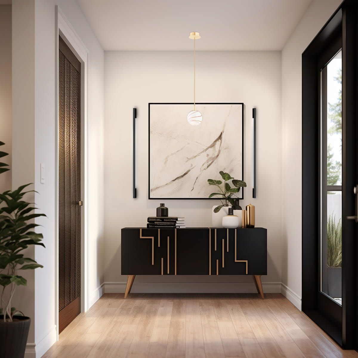 Mała, złota lampa wisząca Almiros ze szklanym kloszem