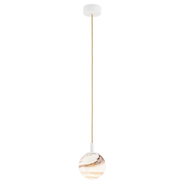 Kremowa wisząca lampa Almiros z szklanym kloszem
