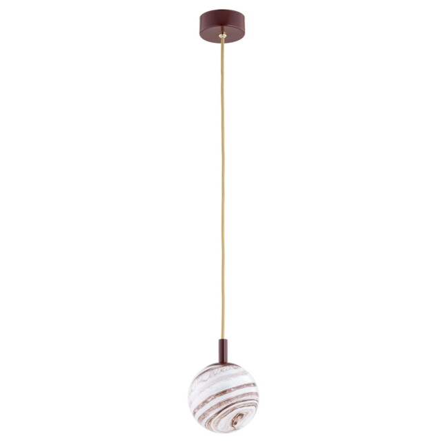 Wisząca lampa szklana Almiros z marmurowym motywem