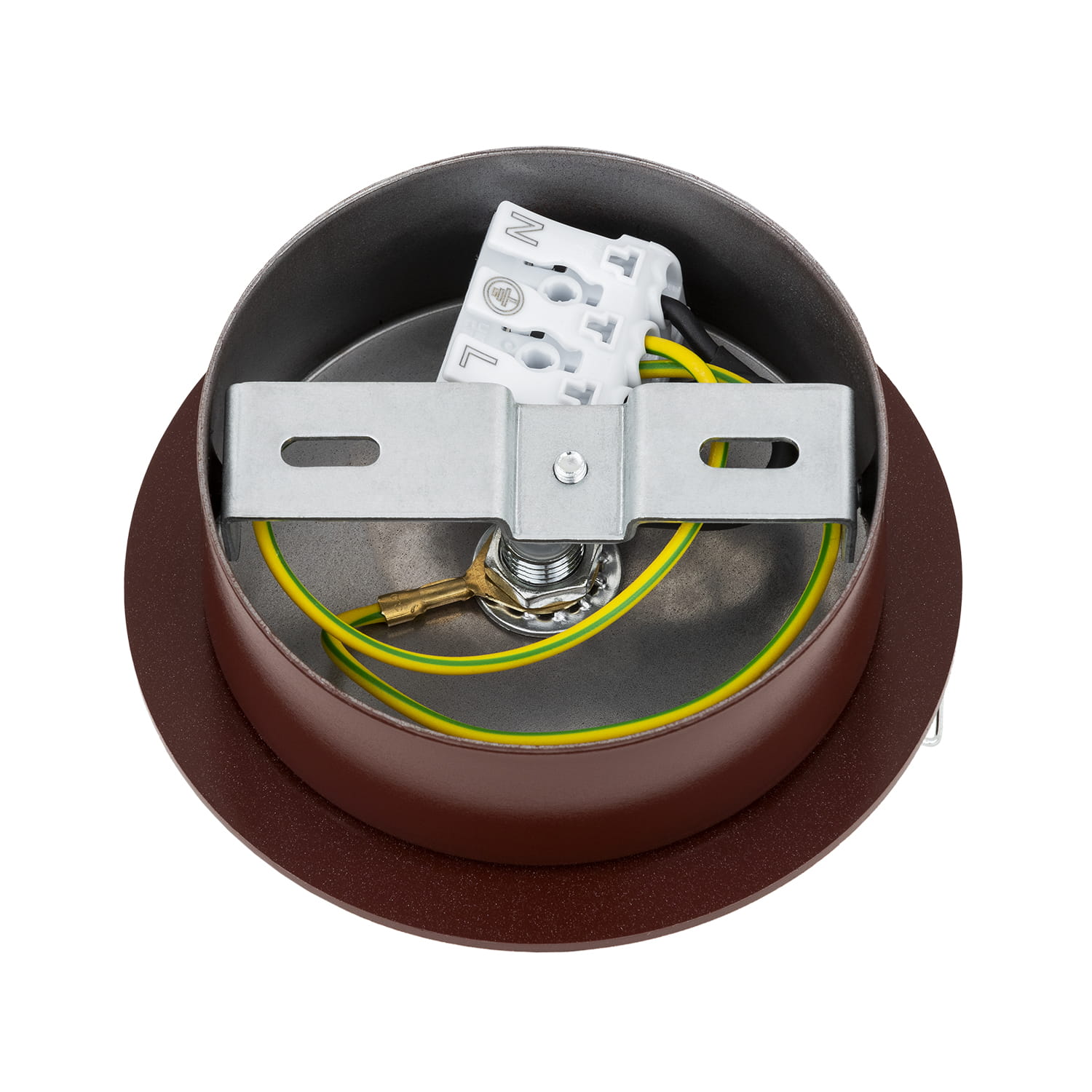 Brązowy kinkiet lub lampa sufitowa Fabio ze szklanym kloszem i klasą szczelności IP44