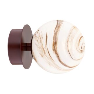 Brązowy kinkiet lub lampa sufitowa Fabio ze szklanym kloszem i klasą szczelności IP44