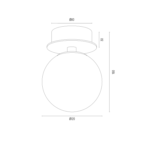 Brązowy kinkiet lub lampa sufitowa Fabio ze szklanym kloszem i klasą szczelności IP44