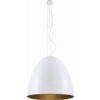 Biała wisząca lampa Egg z dużym kloszem i złotym wnętrzem