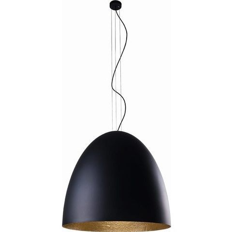 Duża wisząca lampa Egg z czarnym kloszem i złotym wnętrzem