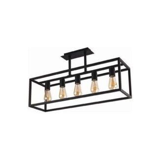 Duża czarna lampa sufitowa Crate z metalową oprawą