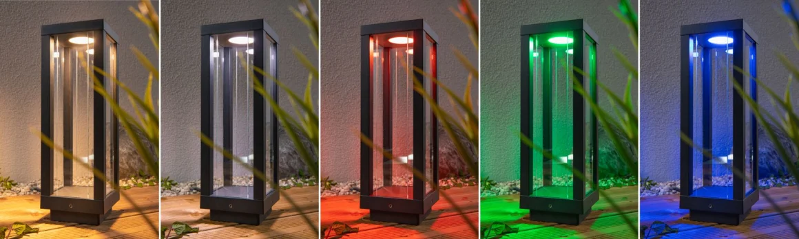 Ogrodowa latarnia Classic Plug&Shine z funkcją RGB i klasą ochrony IP44