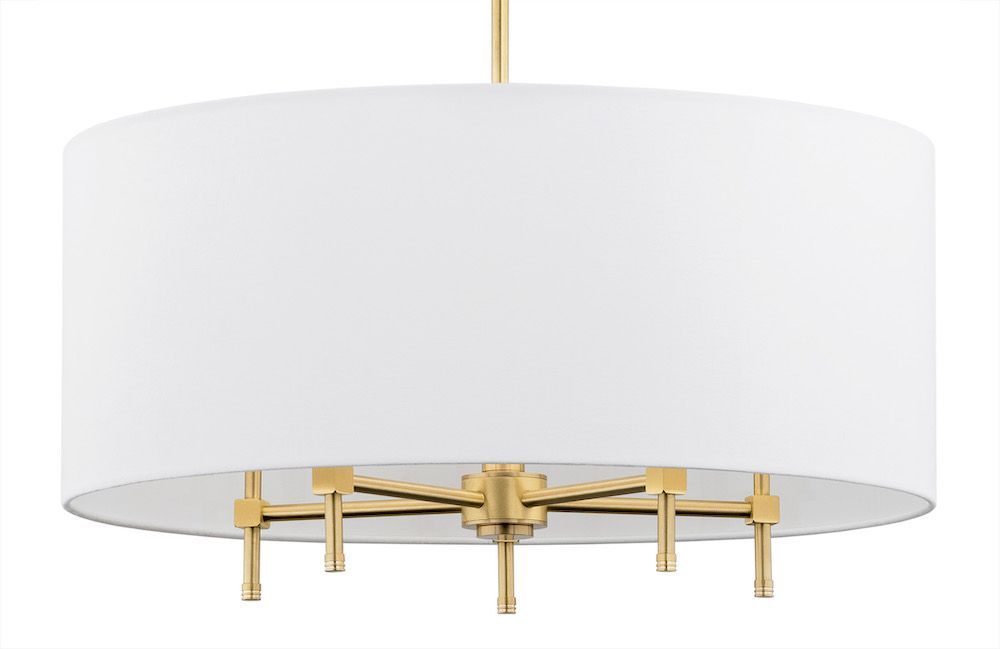 Elegancki żyrandol Abbano z białym welurowym kloszem