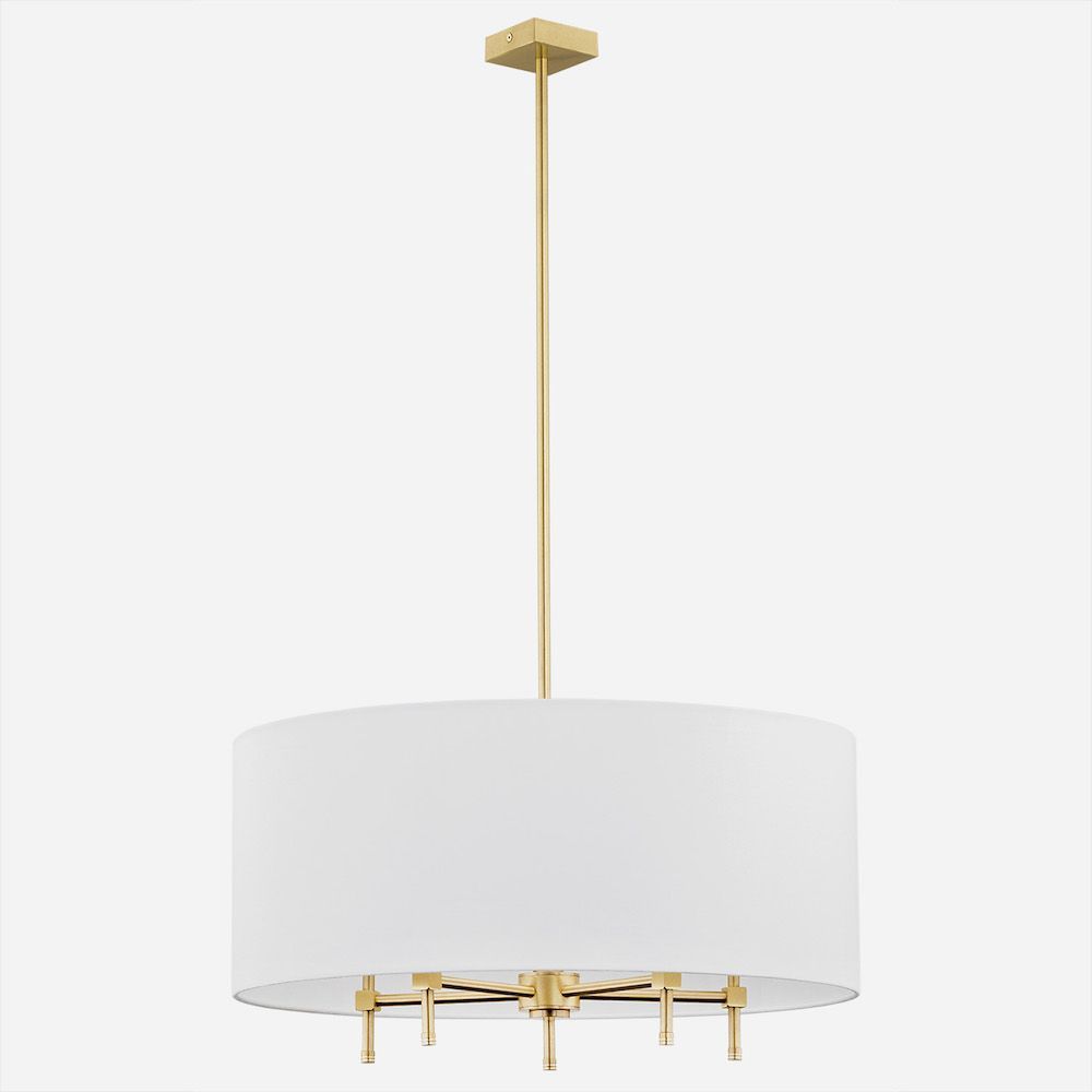 Elegancki żyrandol Abbano z białym welurowym kloszem