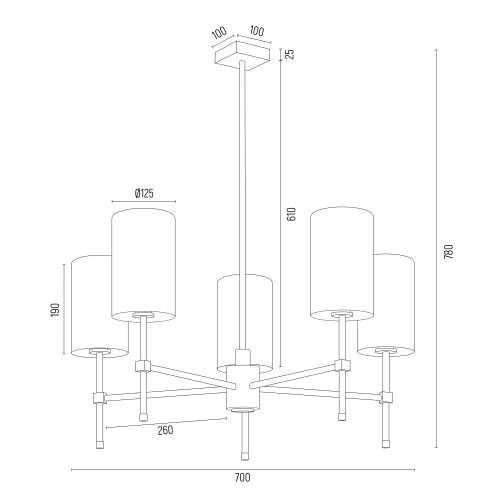 Lampa wisząca Abruzzo z abażurami wykonanymi z weluru