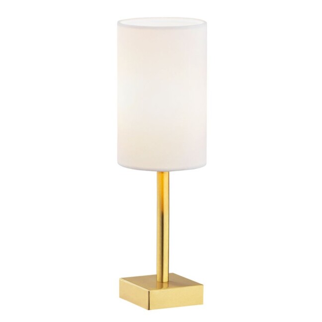 Biała lampa stołowa Abruzzo do damskiej sypialni