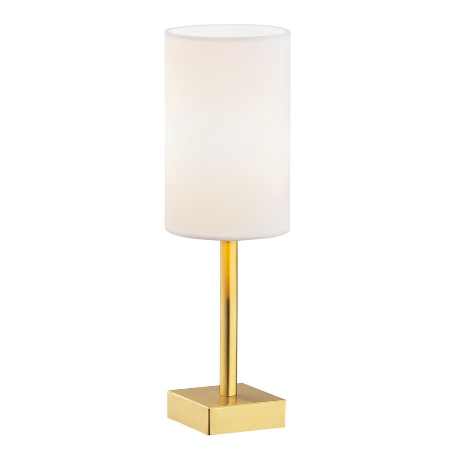 Biała lampa stołowa Abruzzo do damskiej sypialni