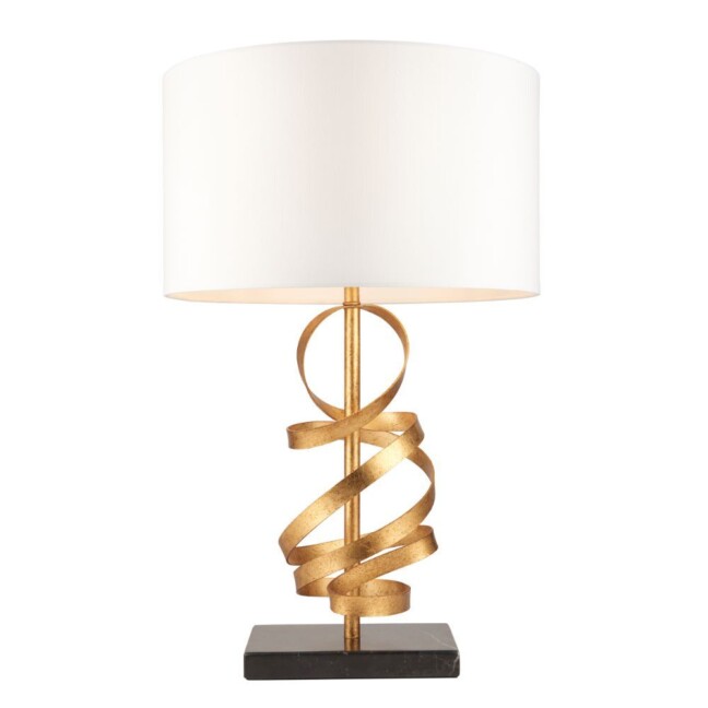 Złota lampa stołowa Enliven w eleganckim stylu glamour