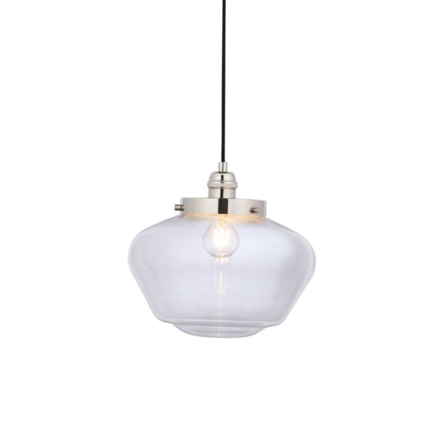 Srebrna wisząca lampa Glint z kloszem ze szkła