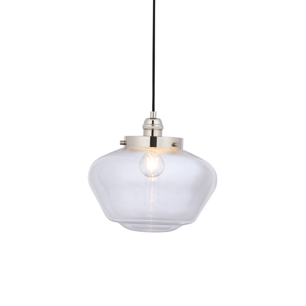 Srebrna wisząca lampa Glint z kloszem ze szkła