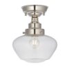 Srebrna lampa sufitowa Glint z przezroczystym kloszem