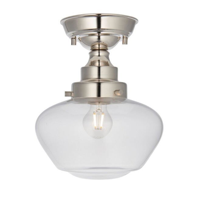 Srebrna lampa sufitowa Glint z przezroczystym kloszem