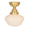 Złota lampa sufitowa Glint w stylu art deco z mlecznym kloszem