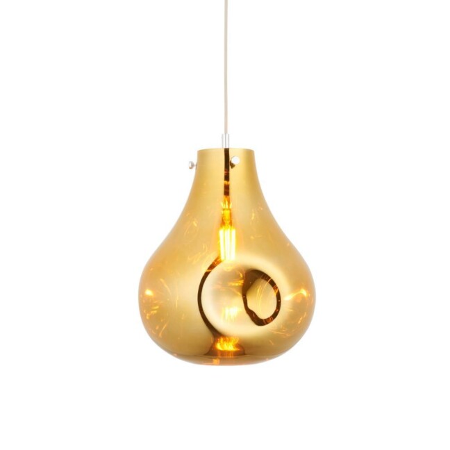 Złota, wisząca lampa szklana Mirage L