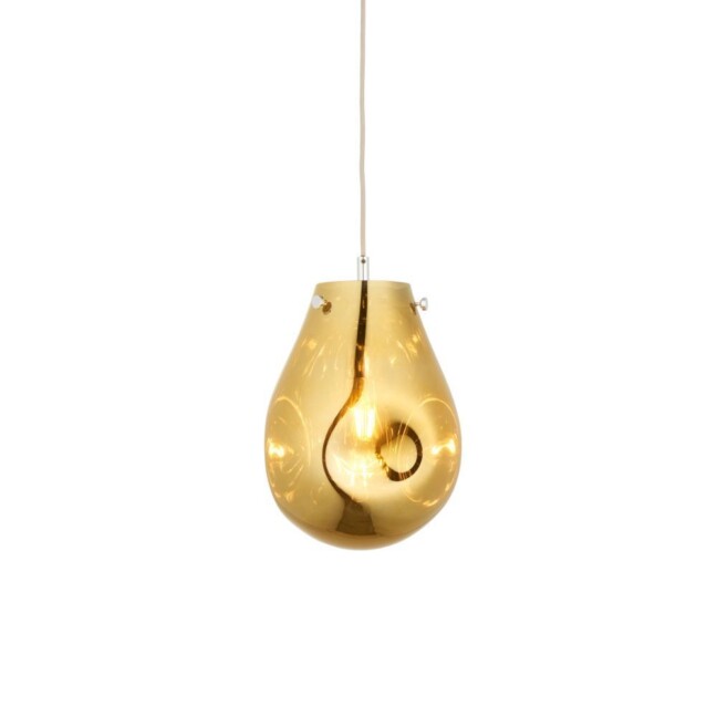 Wisząca lampa Mirage M w złotym kolorze z szklanym kloszem
