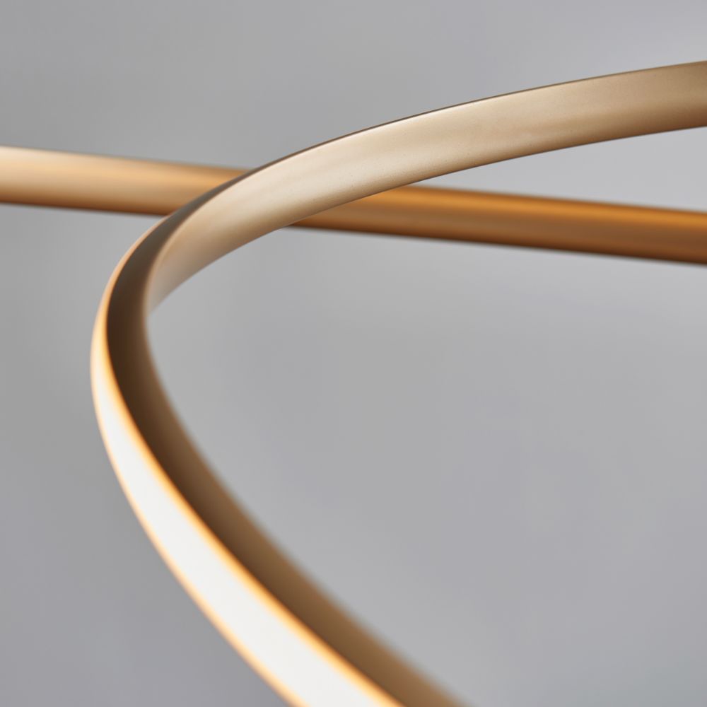 Stylowa wisząca lampa Eclipse w satynowym złocie z oświetleniem LED