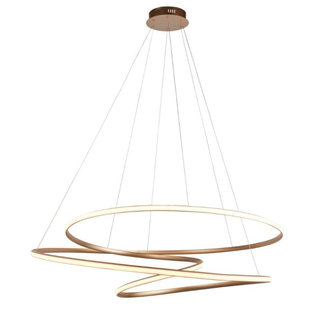 Złota wisząca lampa Eclipse z LED w kształcie pierścienia
