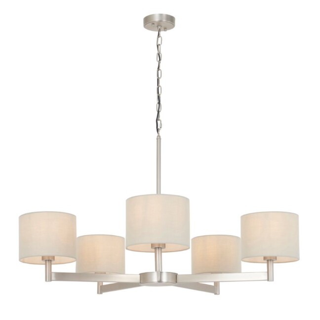 Elegancki żyrandol Infinity 5 z abażurami w odcieniu taupe