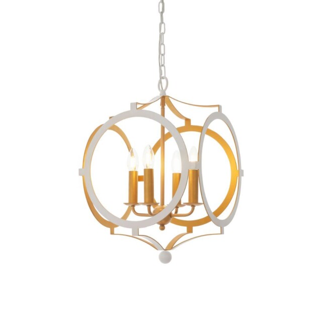 Elegancka wisząca lampa Celestial w bieli i złocie