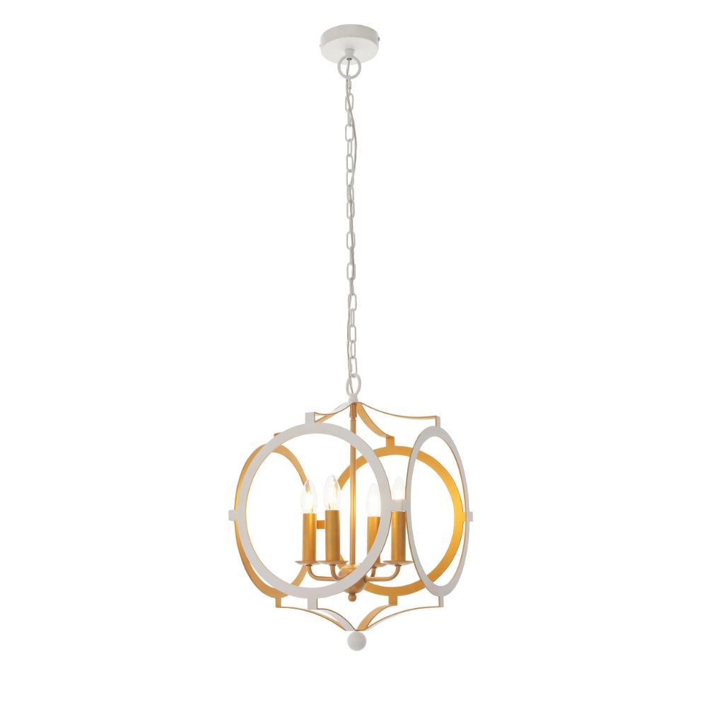 Elegancka wisząca lampa Celestial w bieli i złocie