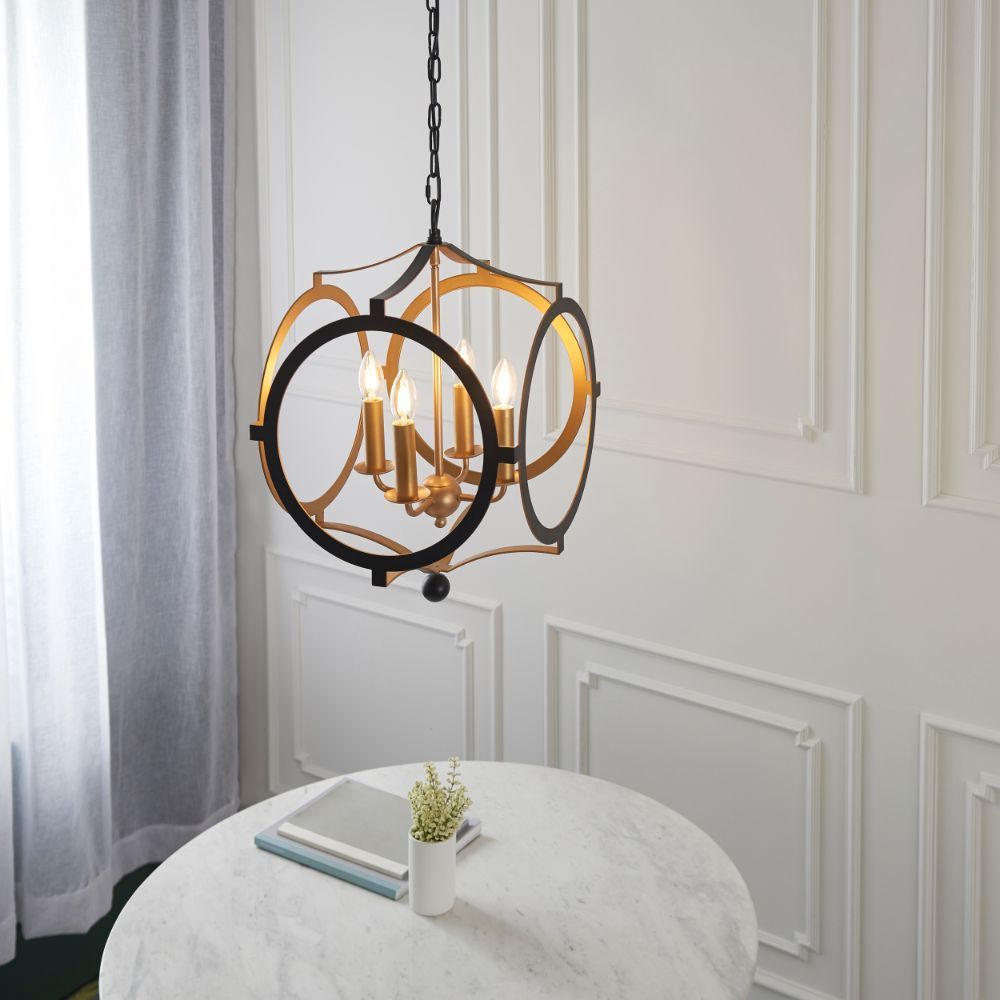 Wisząca lampa Celestial w czarno-złotym wykończeniu